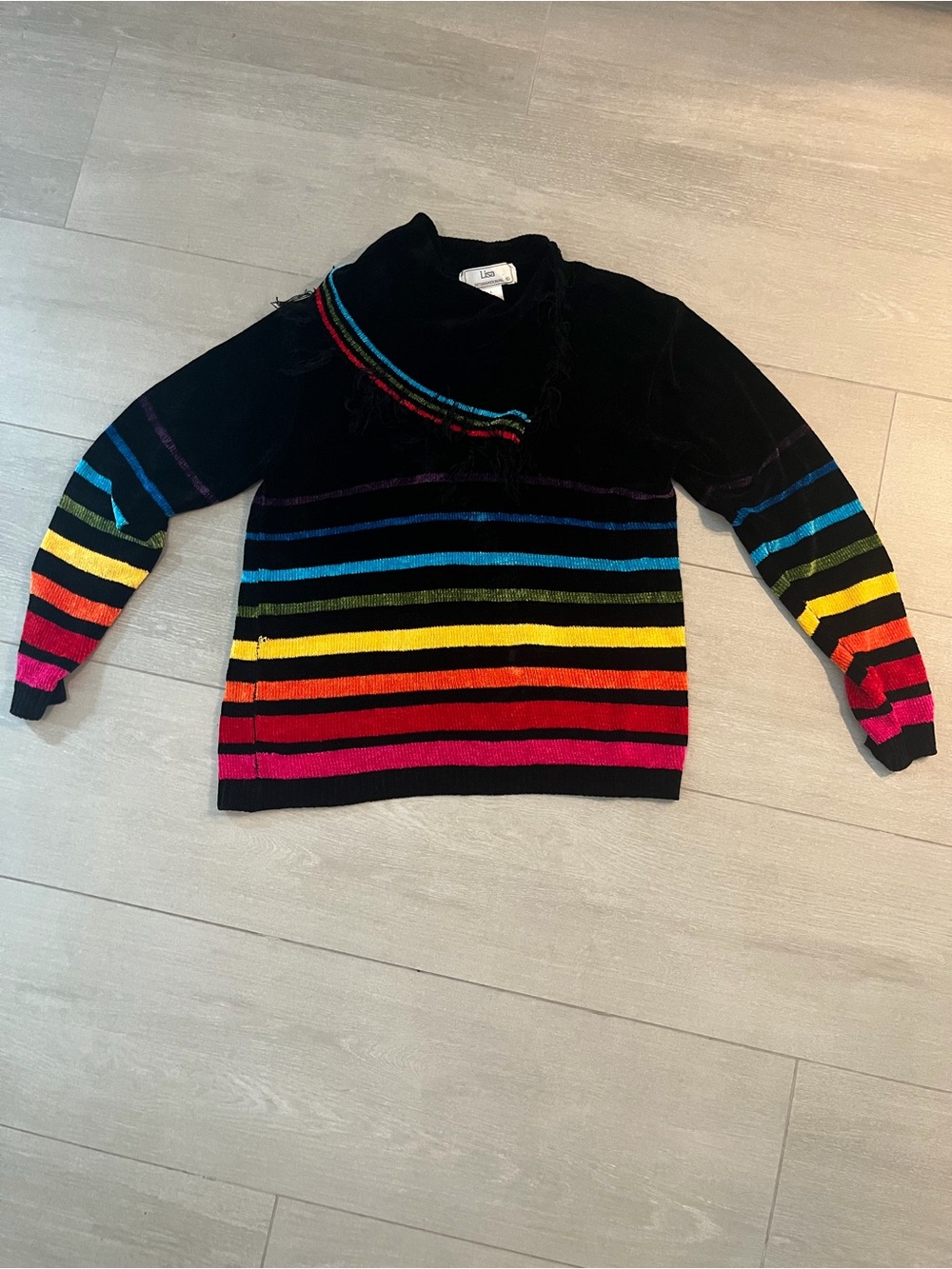Women’s Black Rainbow Stripe Sweater